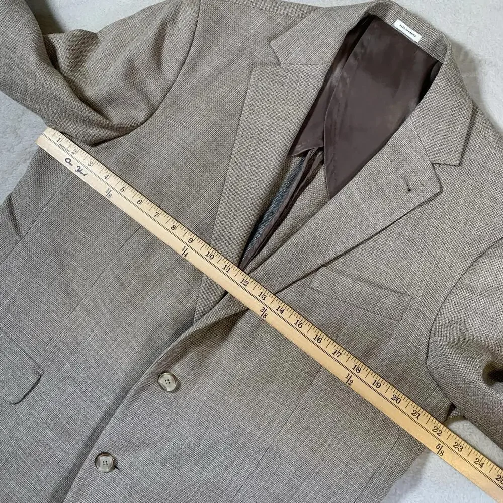 Joseph Abboud Men’s 44R Blazer Tan Wool Silk Linen Blend Sport‎ Coat Two Button